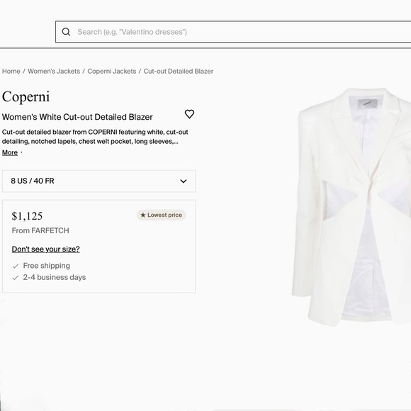Coperni White Cut-Out Blazer New With Tags US6/Medium FR38 - Picture 13 of 15